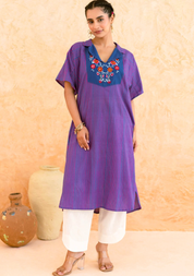 Pink & Blue Striped Kurta