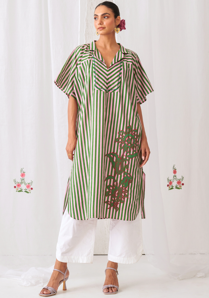 Pink & Green Striped Set