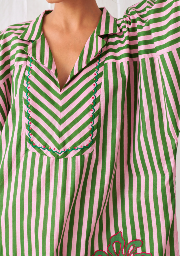 Pink & Green Striped Set