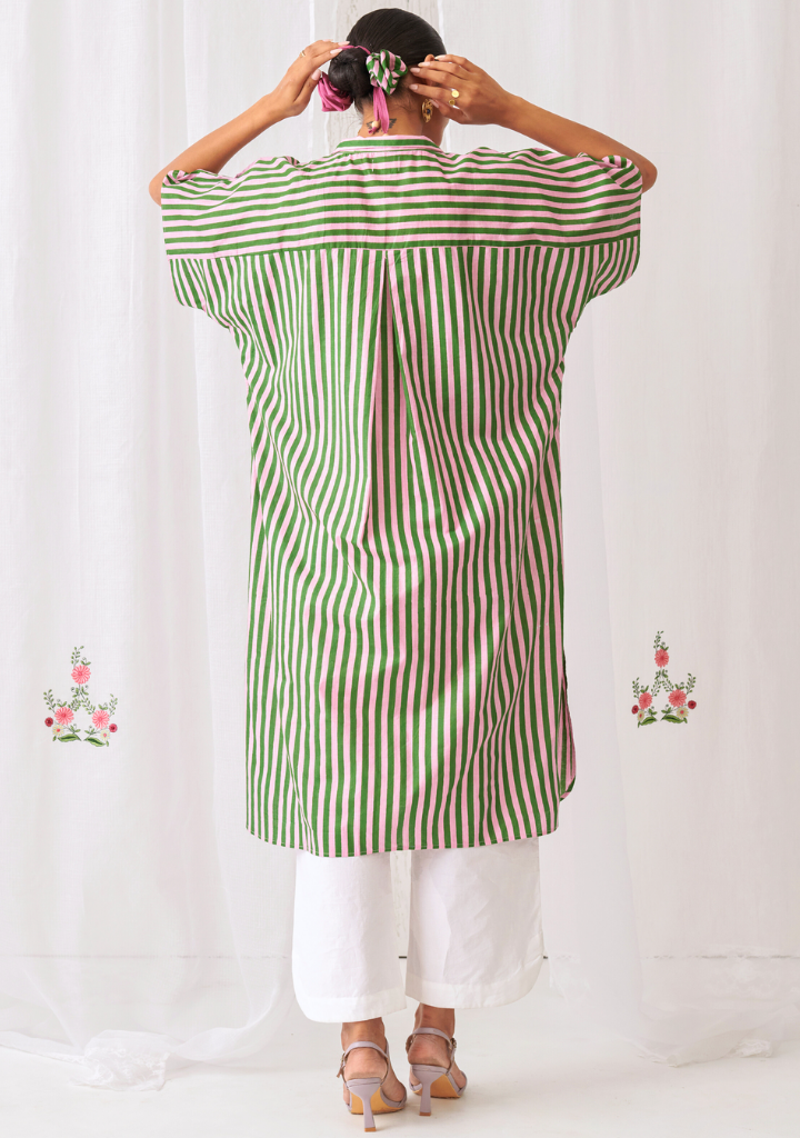Pink & Green Striped Set