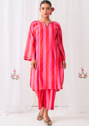 Pink & Red Phiran Kurta Set