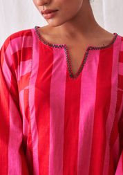 Pink & Red Phiran Kurta Set