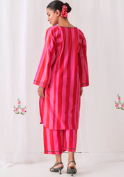 Pink & Red Phiran Kurta Set