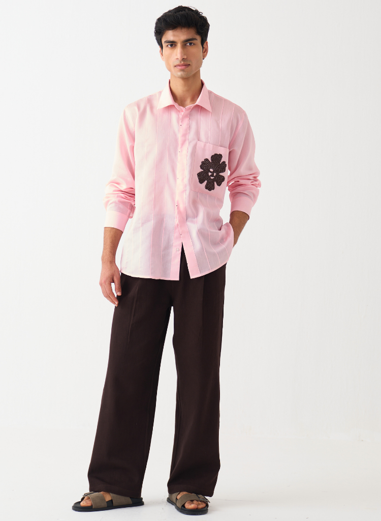 Pintuck Band Collar Shirt