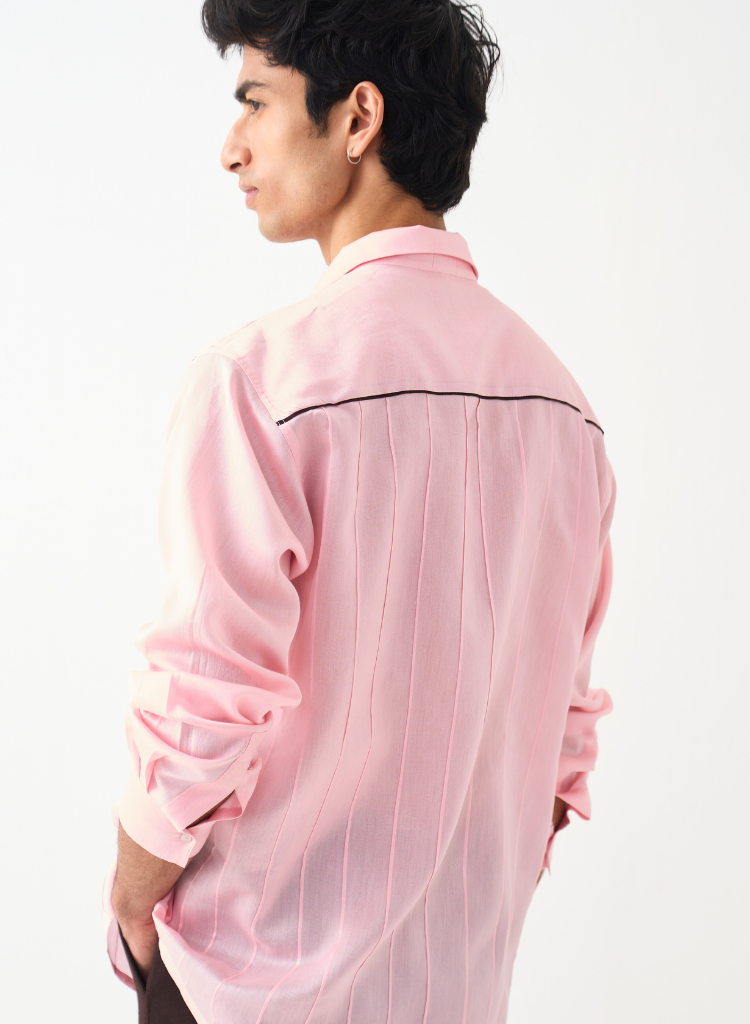Pintuck Band Collar Shirt