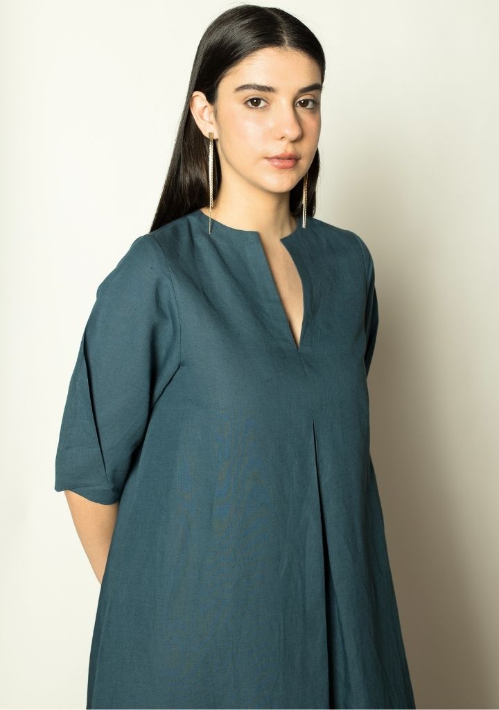 Pleated A-line Dress