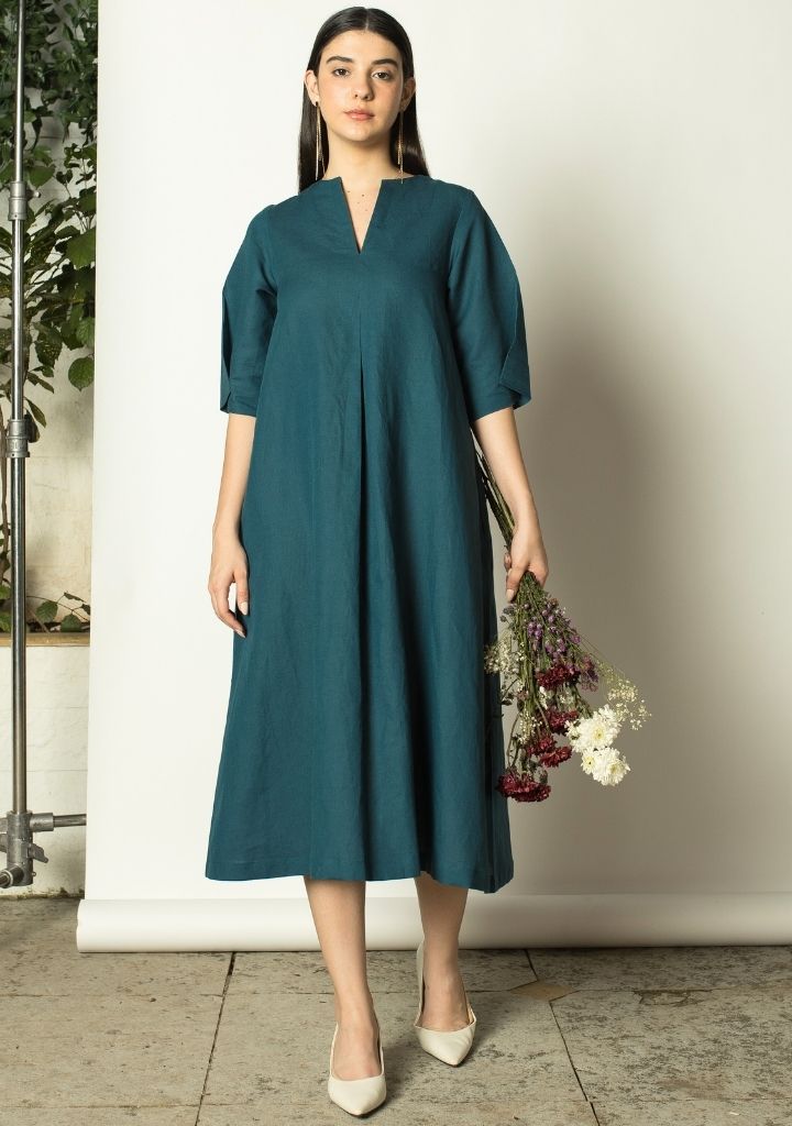 Pleated A-line Dress