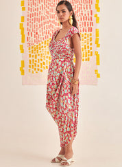 Pleated Bustier Draped Dress