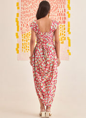 Pleated Bustier Draped Dress