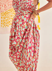 Pleated Bustier Draped Dress