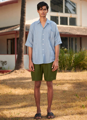 Pleated Camp Collar Shirt