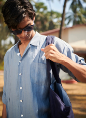 Pleated Camp Collar Shirt