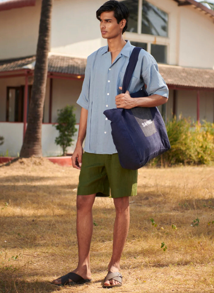 Pleated Camp Collar Shirt