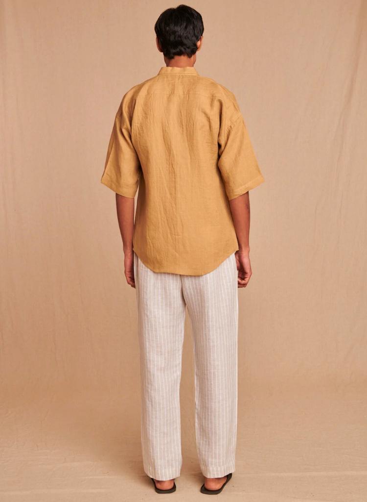 Pleated Camp Collar Shirt