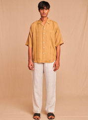 Pleated Camp Collar Shirt