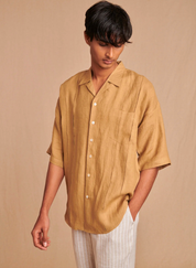 Pleated Camp Collar Shirt