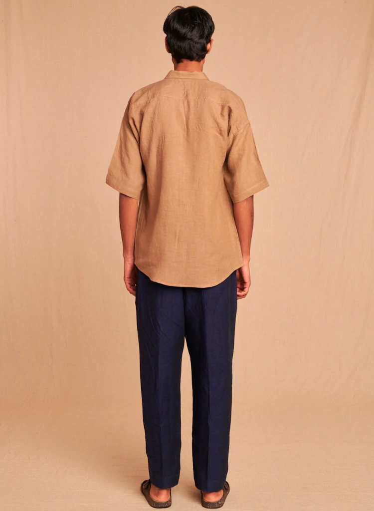 Pleated Camp Collar Shirt