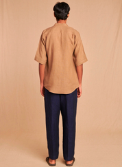 Pleated Camp Collar Shirt