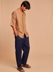 Pleated Camp Collar Shirt