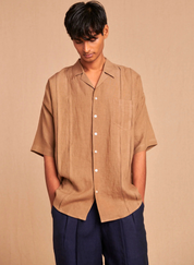 Pleated Camp Collar Shirt