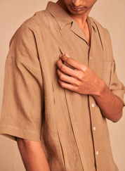 Pleated Camp Collar Shirt