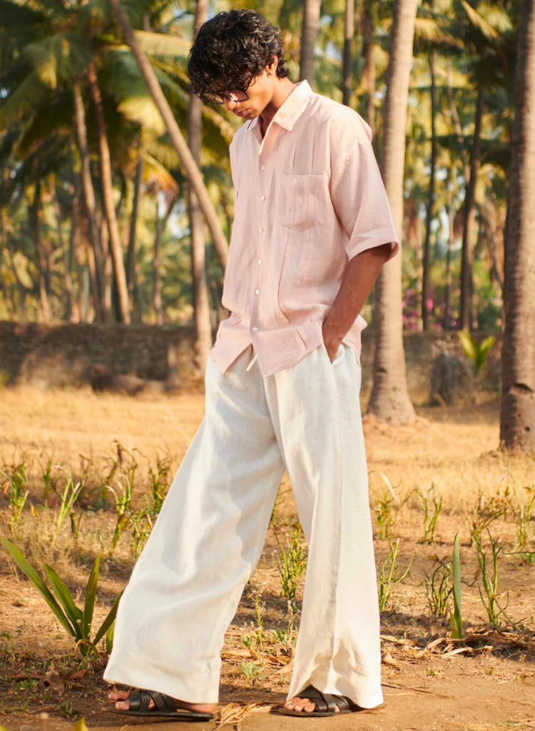 Pleated Camp Collar Shirt