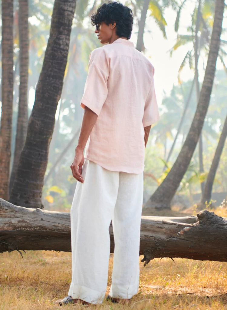 Pleated Camp Collar Shirt