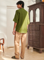 Pleated Camp Collar Shirt