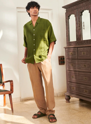 Pleated Camp Collar Shirt