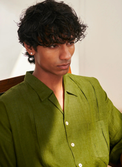 Pleated Camp Collar Shirt