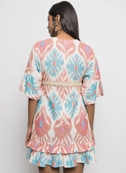 Plunge Neck Ruffle Dress