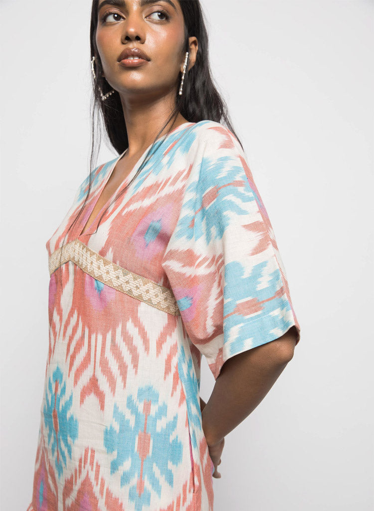 Plunge Neck Ruffle Dress