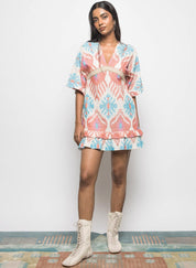 Plunge Neck Ruffle Dress