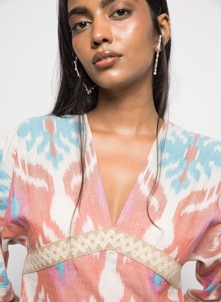 Plunge Neck Ruffle Dress