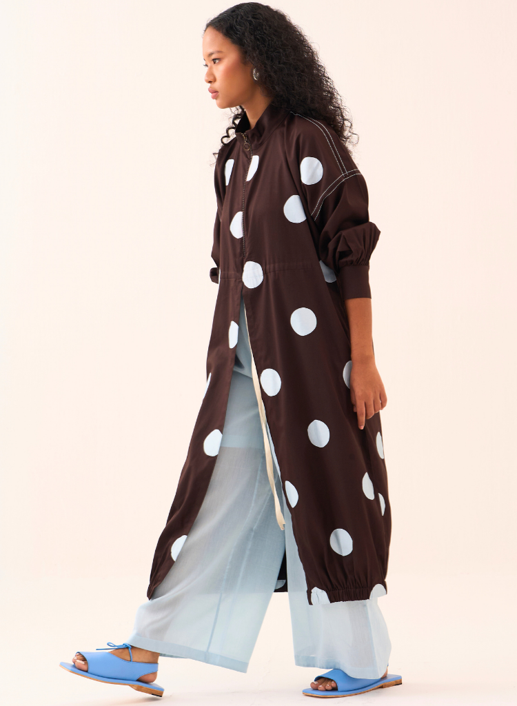 Polka Drawstring Tunic Set