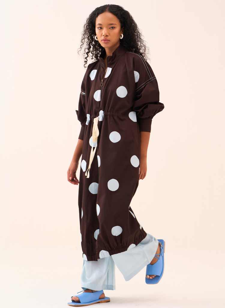 Polka Drawstring Tunic Set