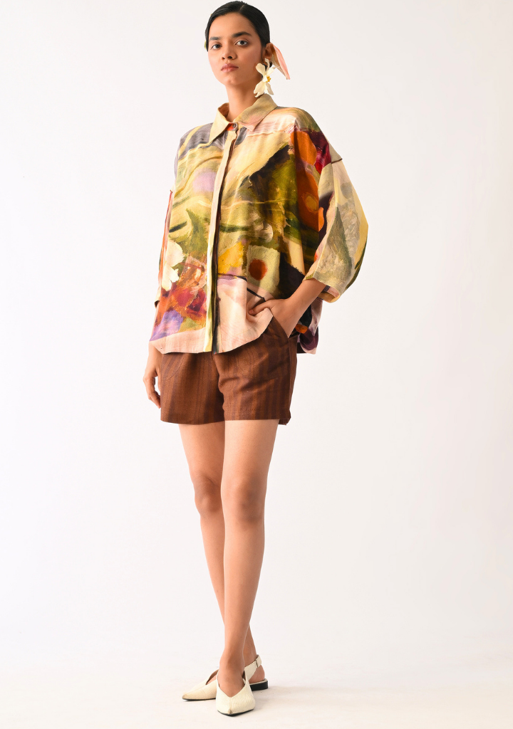 Brown Stripes Shorts