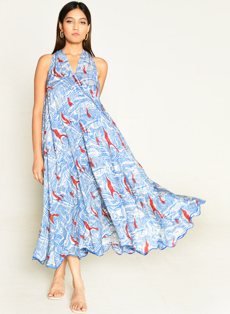 Ponzo Halter Neck Dress