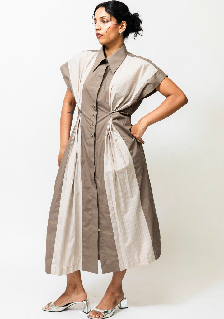 Poplin Panelled Shirt Dress