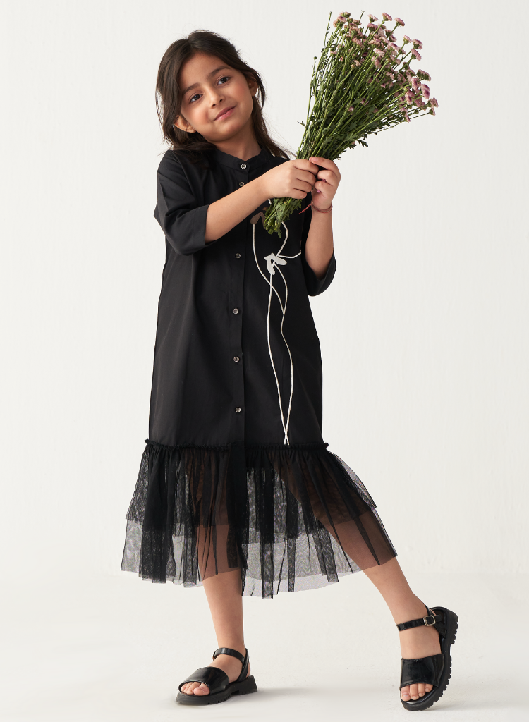 Poppy Appliqué Frill Dress