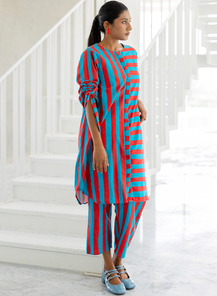 Poppy and Blue Stripe Set