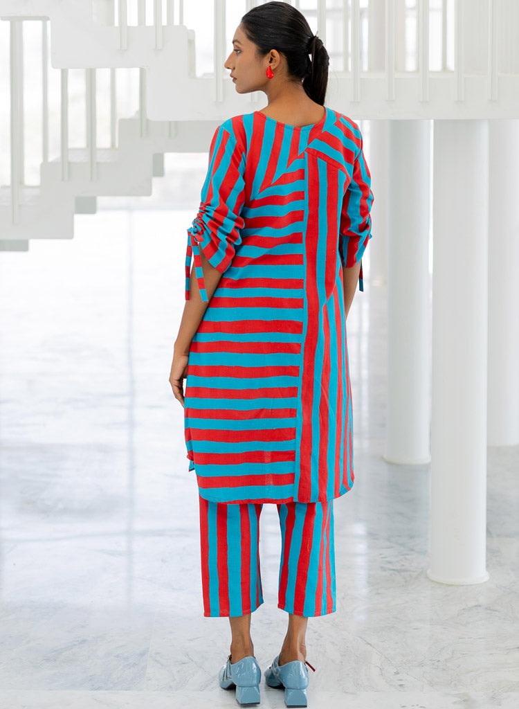 Poppy and Blue Stripe Set