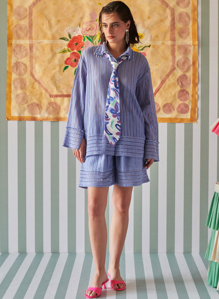 Powder Blue Crochet Shirt