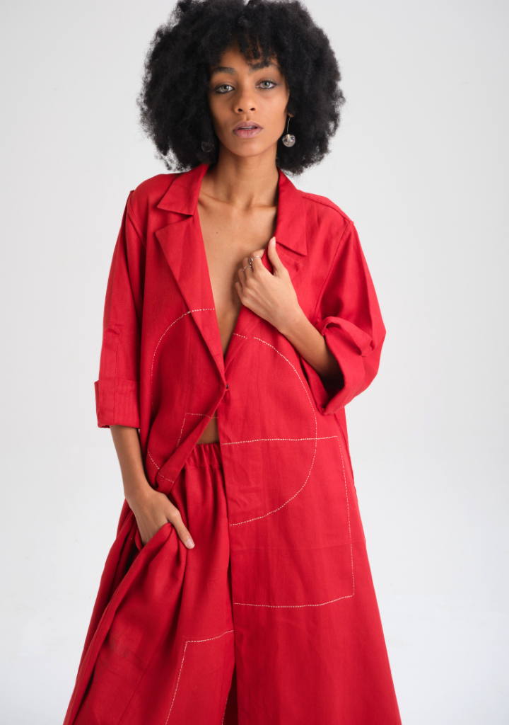 Red Camellia Pants
