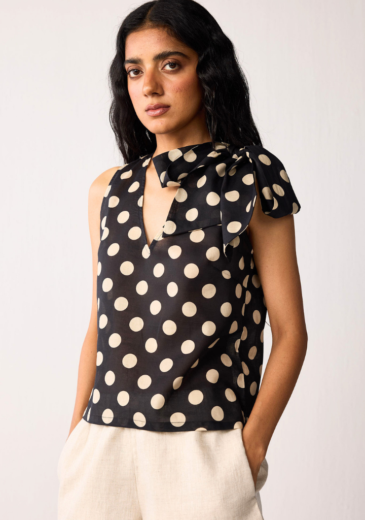 V-Neck Polka Dot Top