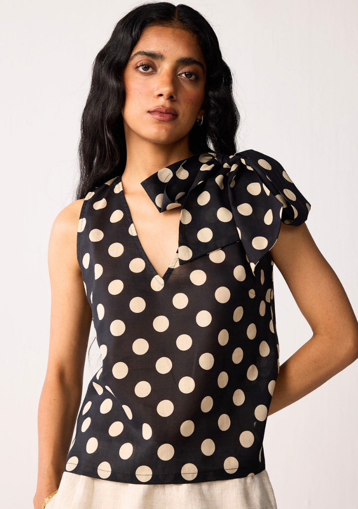 V-Neck Polka Dot Top