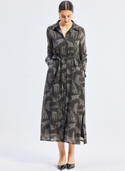Animal Print Shirt Dress
