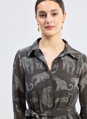 Animal Print Shirt Dress