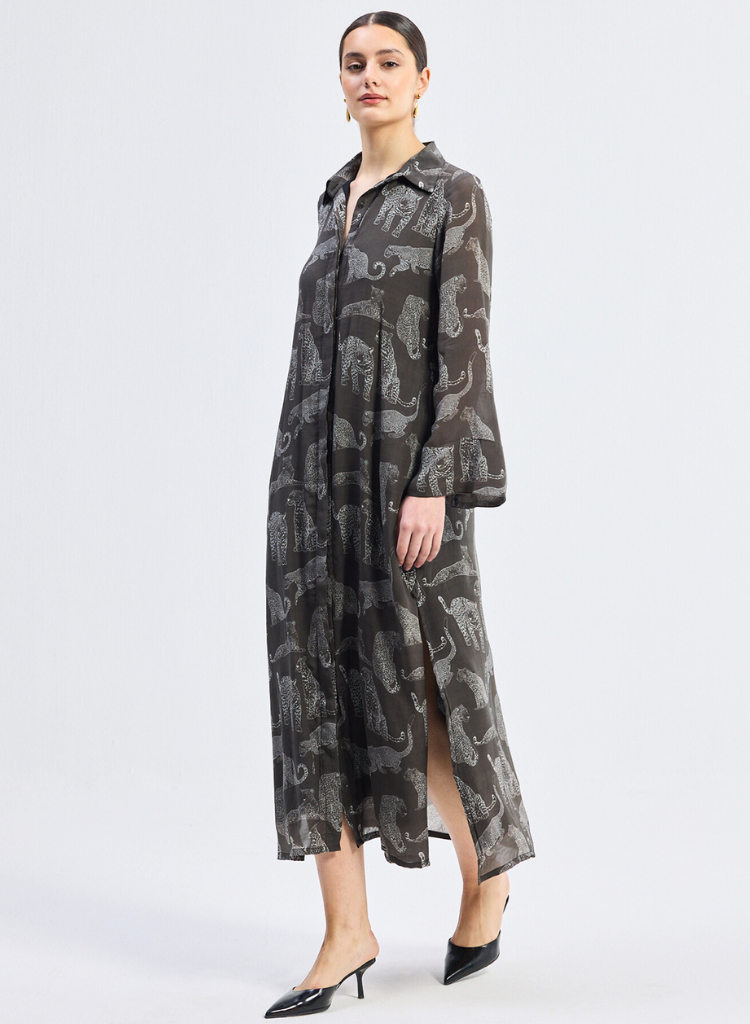 Animal Print Shirt Dress