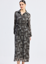 Animal Print Shirt Dress